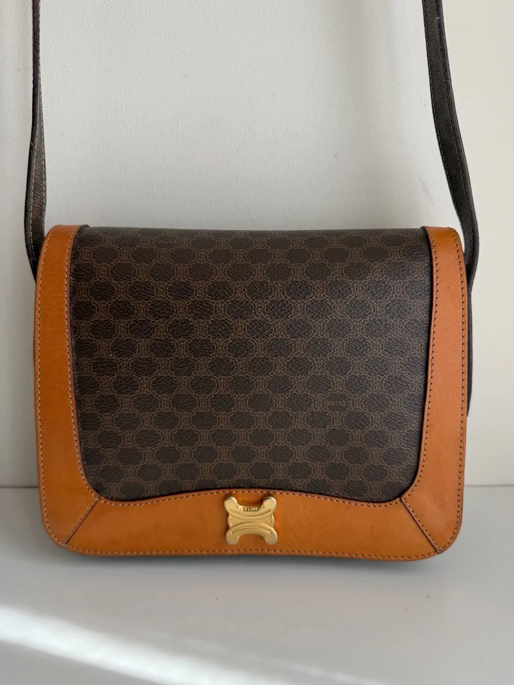 Authentic CELINE Macadam Logo Triomphe Crossbody Bag